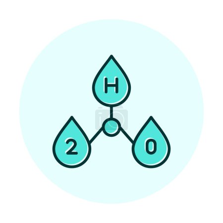 Téléchargez les illustrations : Gouttes d'eau avec illustration vectorielle signe h2o - en licence libre de droit