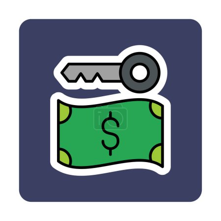 Ilustración de Dólar moneda e icono clave, concepto de ransomware, vector de ilustración - Imagen libre de derechos