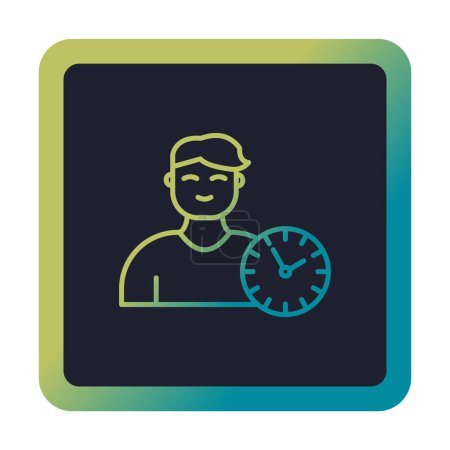 Téléchargez les illustrations : Homme avec icône de l'horloge, symbole de gestion du temps, illustration vectorielle - en licence libre de droit