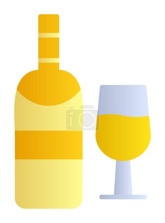 Téléchargez les illustrations : Bouteille de vin et icône en verre, illustration vectorielle - en licence libre de droit