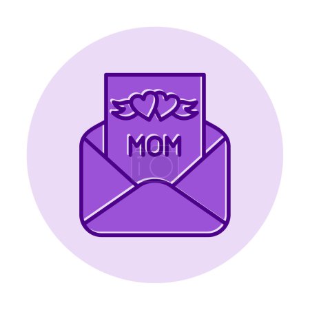Téléchargez les illustrations : Enveloppe avec lettre pour maman avec icône de coeur - en licence libre de droit