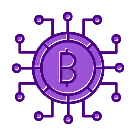 Illustration for Digital Money icon with Bitcoin sign, vector illustration - Royalty Free Image