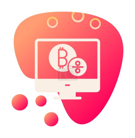 Téléchargez les photos : Moniteur d'ordinateur avec icône vectorielle signe Bitcoin. Symbole, illustration du logo. Graphiques vectoriels - en image libre de droit