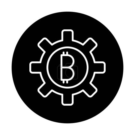 Téléchargez les illustrations : Icône de ligne d'engrenage Bitcoin, illustration vectorielle - en licence libre de droit