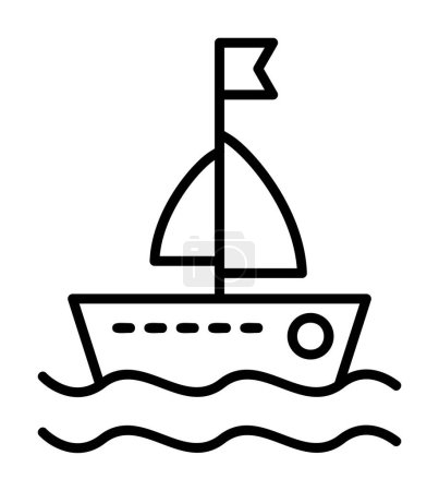 Téléchargez les illustrations : Simple voilier plat icône vectoriel illustration design - en licence libre de droit