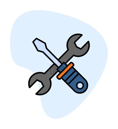 Photo for Wrench and screwdriver icon. outline illustration of tools vector icon for web - Royalty Free Image