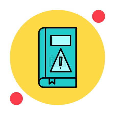 Illustration for Book alert with exclamation mark vector flat color icon - Royalty Free Image