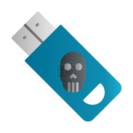 simple flat Danger sign on pendrive, solid design of hacked usb vector