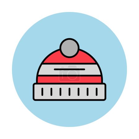 Téléchargez les illustrations : Illustration vectorielle de l'icône Chapeau d'hiver - en licence libre de droit