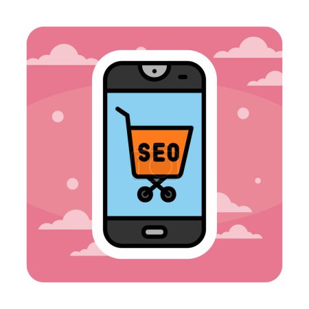 Illustration for Seo modern icon and smartphone vector illustration - Royalty Free Image