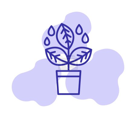 Ilustración de Planta en maceta con hojas, ilustración vectorial - Imagen libre de derechos