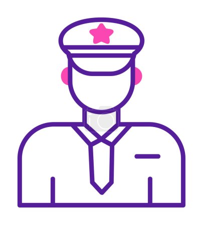 Téléchargez les illustrations : Illustration vectorielle du policier en uniforme plat icône - en licence libre de droit