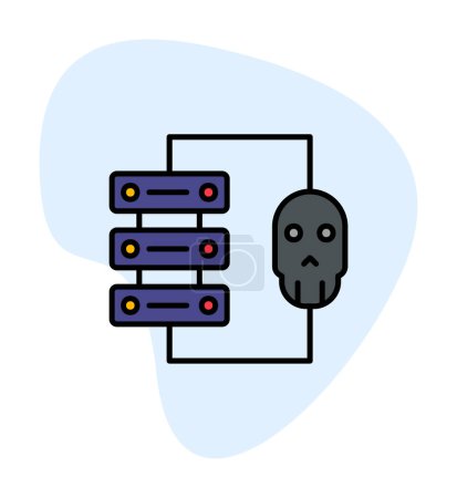 data center and Hacking   icon vector illustration design