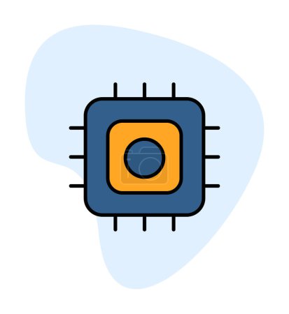 Illustration for Simple flat Processor  line vector icon design - Royalty Free Image