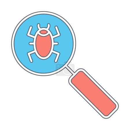 Illustration for Magnifying glass with bug, virus detection icon, vector illustration design - Royalty Free Image