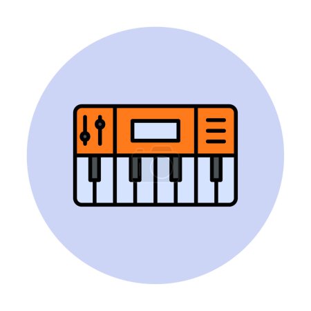Téléchargez les illustrations : Illustration vectorielle simple d'icône de musique de synthétiseur - en licence libre de droit