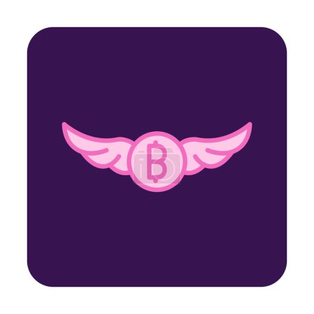 Illustration for Wings with bitcoin icon, vector illustration - Royalty Free Image