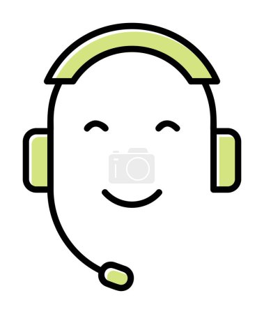 Ilustración de Ilustración vectorial de cara con auriculares y sonrisa, concepto de Call Center - Imagen libre de derechos