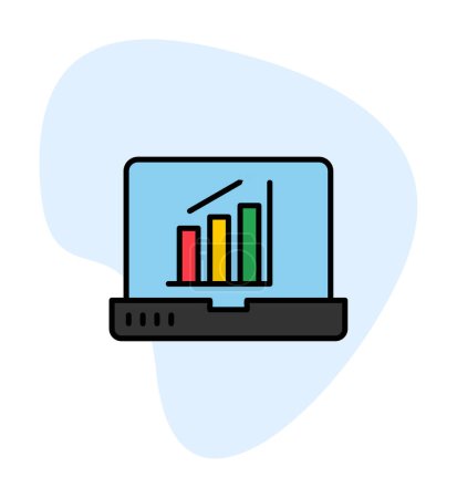 Illustration for Bar chart on laptop screen icon, vector illustration - Royalty Free Image
