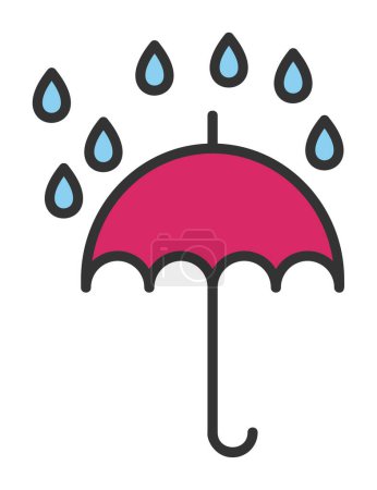 Ilustración de Paraguas con gotas de lluvia icono, vector de ilustración - Imagen libre de derechos