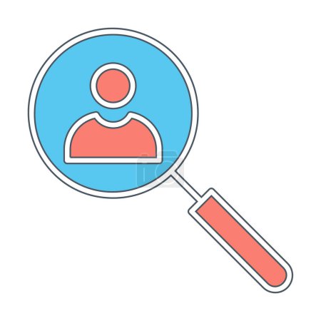 Illustration for Search icon, magnifying glass with human avatar, vector illustration - Royalty Free Image
