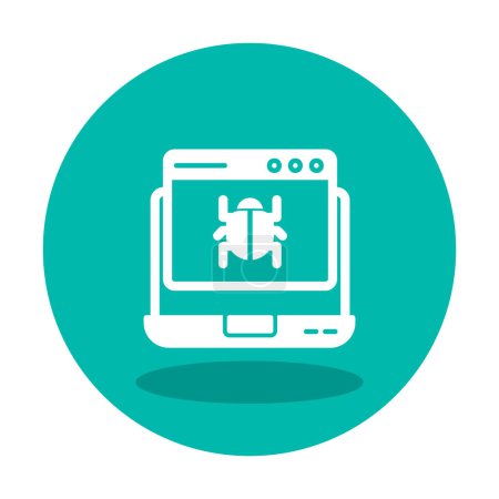 Illustration for Simple flat laptop computer infected by malware  icon - Royalty Free Image