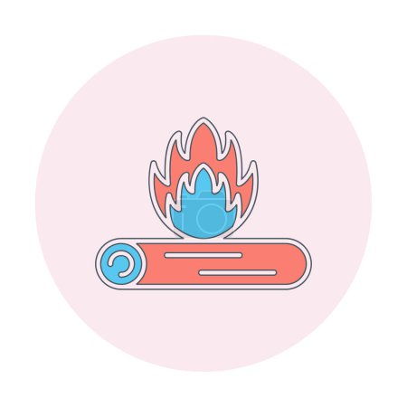 Téléchargez les illustrations : Abstrait simple icône de feu de joie plat, illustration - en licence libre de droit