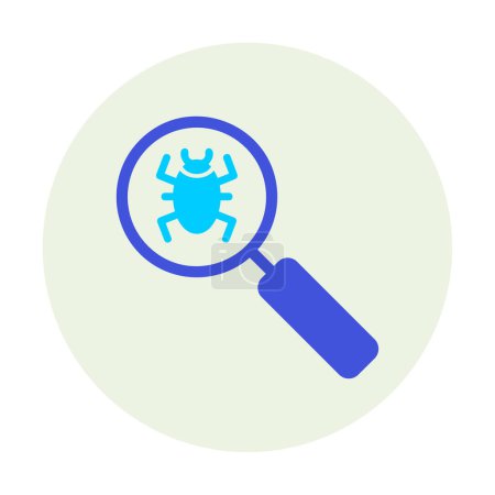 Téléchargez les illustrations : Loupe avec bug, icône de détection de virus, illustration vectorielle - en licence libre de droit