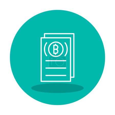 Illustration for Vector illustration of papers and bitcoin icon - Royalty Free Image
