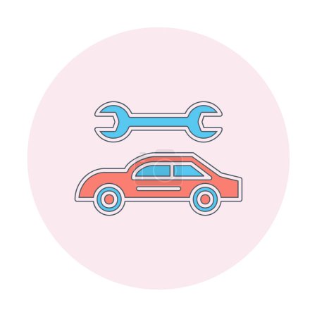 Téléchargez les illustrations : Plat voiture simple Réparation icône vectoriel illustration design - en licence libre de droit