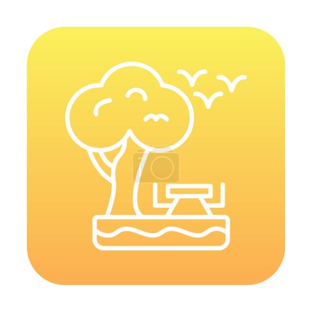 Illustration for Park with bench vector glyph color icon - Royalty Free Image