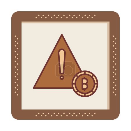 Téléchargez les illustrations : Bitcoin et signe d'alerte. icône web illustration simple - en licence libre de droit