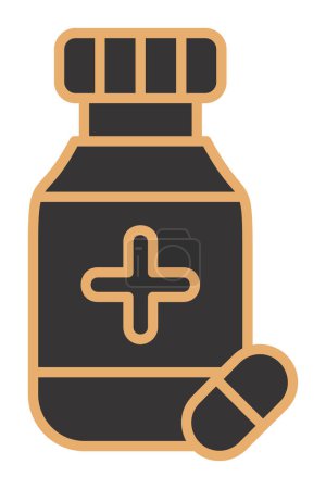 Illustration for Vector illustration of Medicine bottle with pill icon - Royalty Free Image
