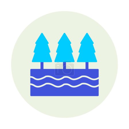 Téléchargez les illustrations : Rivière et arbres illustration vectorielle icône plate - en licence libre de droit