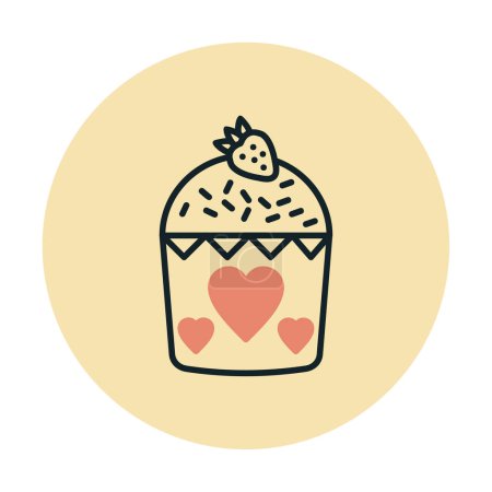 Ilustración de Fresa muffin icono, vector de ilustración - Imagen libre de derechos