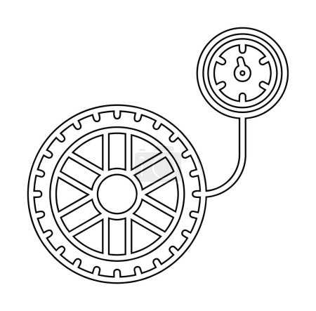 Téléchargez les illustrations : Pression de roue plate, icône isolée vecteur illustration design - en licence libre de droit