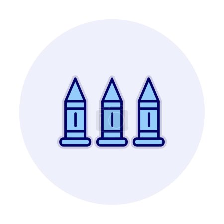 Téléchargez les illustrations : Icône vectorielle de balles de fusil militaire. Symbole, illustration du logo. Graphiques vectoriels - en licence libre de droit