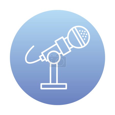 Téléchargez les illustrations : Icône de microphone isolé sur fond bleu long. - en licence libre de droit