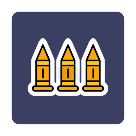 Téléchargez les illustrations : Icône vectorielle de balles de fusil militaire. Symbole, illustration du logo. Graphiques vectoriels - en licence libre de droit