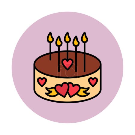 Ilustración de Pastel con velas y corazones icono vector ilustración diseño - Imagen libre de derechos