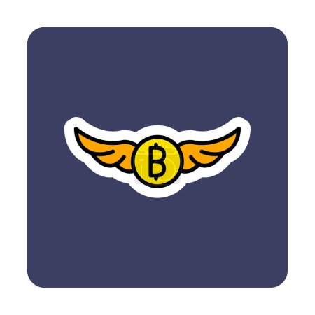 Illustration for Wings with bitcoin icon, vector illustration - Royalty Free Image
