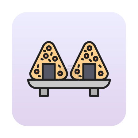 Icono de sushi Onigiri, ilustración vectorial 
