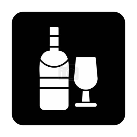 Ilustración de Botella de vino e icono de vidrio, ilustración vectorial - Imagen libre de derechos