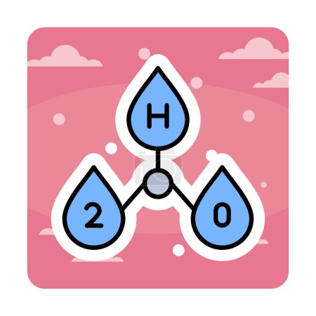 Ilustración de Gotas de agua con ilustración de signo h2o - Imagen libre de derechos
