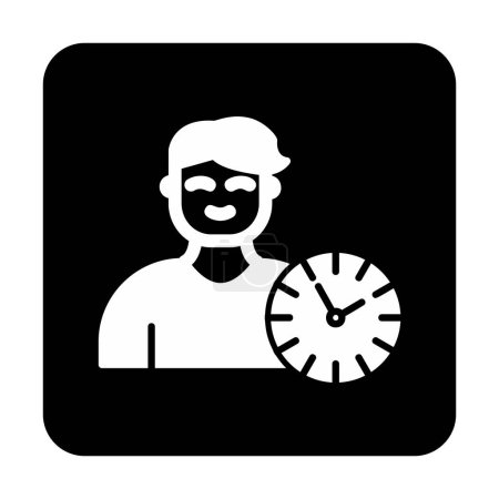 Ilustración de Hombre con icono de reloj, símbolo de gestión del tiempo, ilustración vectorial - Imagen libre de derechos