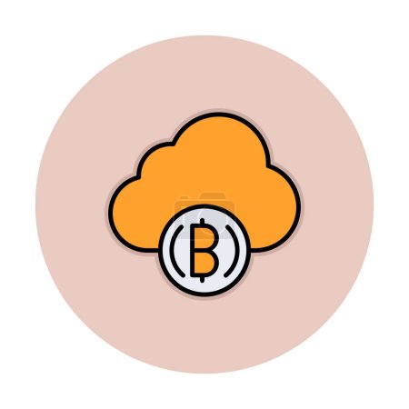 Téléchargez les illustrations : Nuage avec icône Bitcoin, illustration vectorielle conception graphique - en licence libre de droit