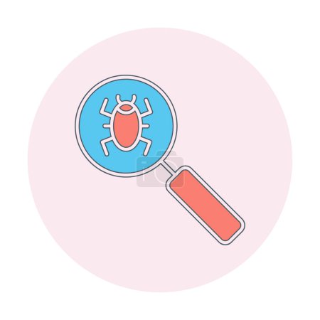 Illustration for Magnifying glass with bug, virus detection icon, vector illustration design - Royalty Free Image