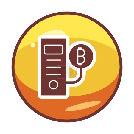 Téléchargez les photos : Bitcoin Miner CPU (BTC) icône, illustration vectorielle - en image libre de droit