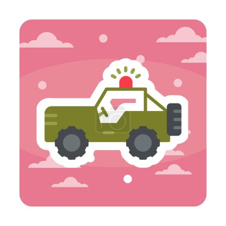Téléchargez les illustrations : Icône Jeep militaire, Illustration vectorielle - en licence libre de droit