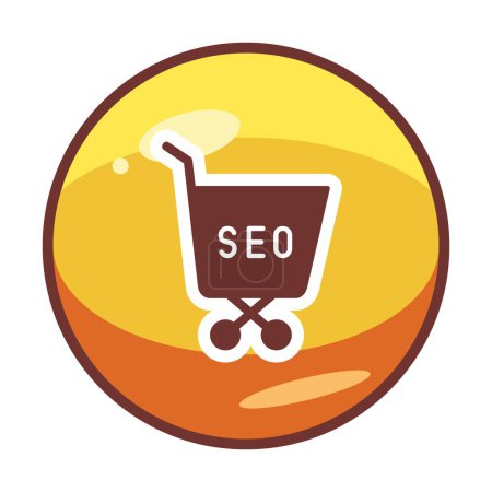 Illustration for Vector illustration of Shopping Cart icon with SEO symbol - Royalty Free Image